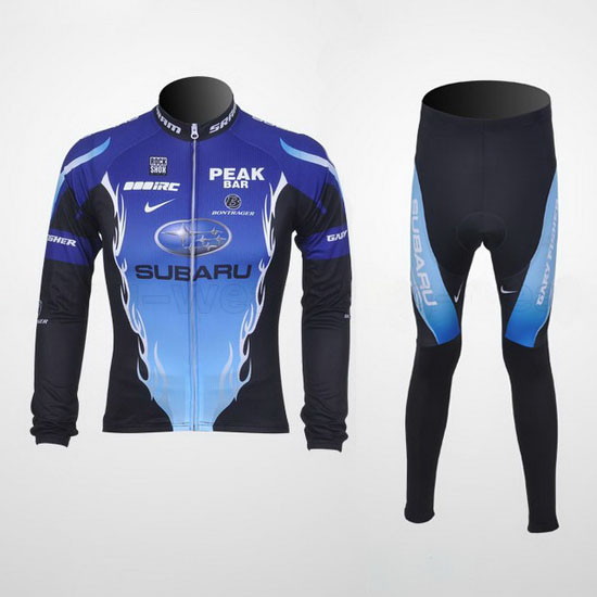 2011 Maillot Subaru Tirantes Mangas Largas celeste Y Negro